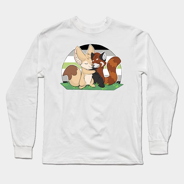 Agender - Fennec Fox + Red Panda Hug Long Sleeve T-Shirt by Fennekfuchs